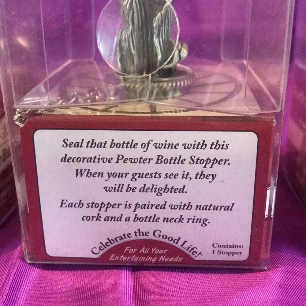 NWT Epic Set of 4 pewter corn husk wine bottle stopper Farmers market collection